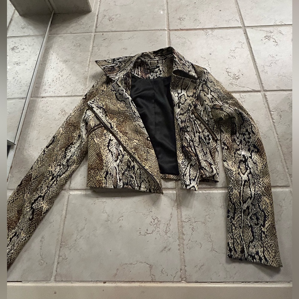 Naven Black and Tan Snakeskin Jacket